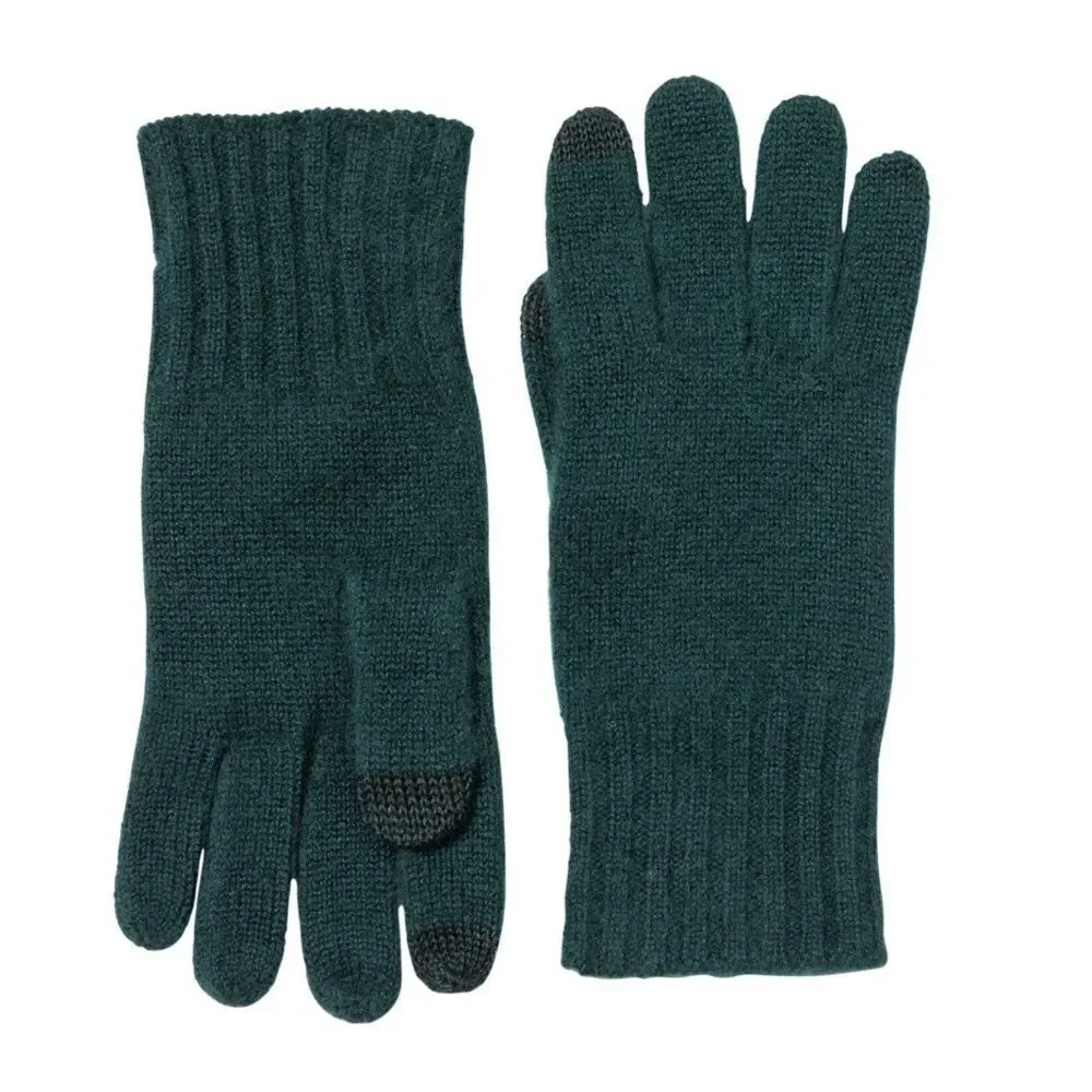 AMICALE Cashmere Touch Screen Tech Knit Gloves, Luxurious, 100%, Dark Green, NWT